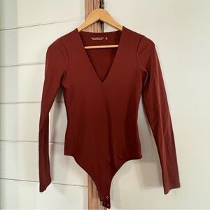 Abercrombie & Fitch Women’s Rust Long Sleeve Thong Bodysuit